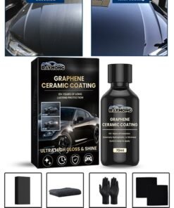 RAYHONG Car Polishes Set - Graphene Ceramic Coating - New Plastics Parts Crystal Coatings Car High Gloss Protective Layer - Upgrade Crystals Coating For Cars Plastic Restorer Refurbish Agent, With Sponge*1, Towel*1, Gloves*2, Coated Cloth*2
