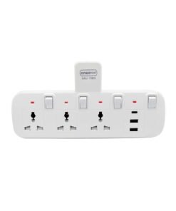 Unipower Multi Plug Extension Extender Wall Socket with 6-way Outlets  (3 Universal Plug, 2 USB & 1 C type)  Multiple Electrical Outlet Adaptor With Light Indicator, Individual Switch & Safety Shutter