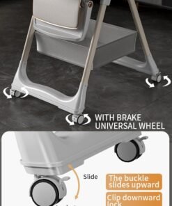 Soft Touch Baby High Chair High Chair for Toddlers Foldable Baby Chair Toddler Feeding Chair with Removable PU Leather and Tray - Image 3
