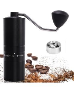 Joshberg Manual Coffee Grinder,Manual Bean Grinder,  Hand Coffee Grinder With External Adjustable Stainless Steel Reticulate Pattern Coffee Grinder, Black