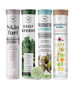 Wellbeing Nutrition Holistic Wellbeing Kit | Daily Greens, Pre & Probiotic, Skin Fuel & Grandma's Kadha