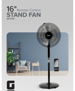 GEEPAS 16" Stand Fan with Remote Control |  1250 RPM, Modern Design, Pedestal Fans with Adjustable Oscillation, Efficient 60 W Motor for Better Cooling, Timer, 3 Modes, Natural, Normal and Sleeping| Perfect for Home, Office, Study Room Etc.| 2 Years Warranty 60 W GF21112Y Black
