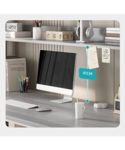 Alternative view of Alissa 120cm Gaming Desk with Storage Shelves – Ergonomic Home Office Computer Table for Work & Play (Gray, 120x60cm)