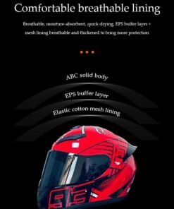 DUNISO Full face motorcycle helmet, lightweight crash resistant motorcycle helmet, all season cool racing helmet，with black lenses, breathable lining, suitable for both men and women (L) - Image 4