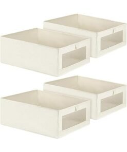 DUNISO 4 Pcs Wardrobe Clothes Organizer,Visible Drawer Organizers and Storage，Foldable Closet Organizer，Moisture and Mold Prevention，Sturdy and Durable，for Organizing Clothing Jeans Toys Book Shelves Closet Wardrobe