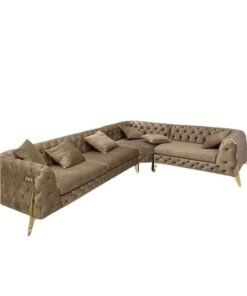 Maharat Al Bahar L Shaped Sofa Set With Cushion 5 Seater Dark Beige 280x220x80 cm