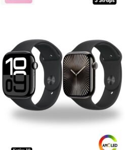 WISME X51 Mini  Series 10 Smartwatch ,3 Bands, HD Amolead Display, Bluetooth Calling, Waterproof, Fitness Watches, Compatible With Android iOS | Black