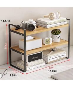 Y&D Wooden Bookcase Storage Rack Desktop Supplies Simple Decoration Aesthetics Bookshelf Suitable for Home Office Study Living Bedroom, Black