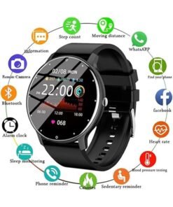 RollsTimi  Smart Watch for Women Men,Bluetooth Tactical Smartwatch for Android and iPhone,IP67 Waterproof Outdoor Fitness Tracker with Sleep Monitor,Black