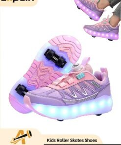 Axpeih Kids Roller Skates Shoes, 4 Wheels LED Light Up Rechargeable Sneakers, Multifunction Roller Skating Shoes for Boys Girls, Birthday & Holiday Gift