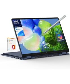 HP (Upgraded Version) OmniBook X Flip 2-in-1 Laptop,14" 2K Touch-Screen Laptop Computer,Intel Core Ultra 7, Arc 140V GPU Copilot+ PC,16GB RAM 512GB SSD,Thunderbolt 4,with Lifetime Office,Win 11 Home English/Arabic blue English/Arabic blue