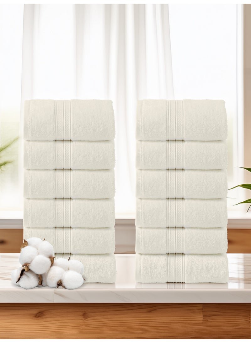 Donetella 12-Piece Washcloth and Face Towel Set, 30x30 cm | 100% Combed Cotton 600 GSM | Thick, Soft, Ultra-Absorbent & Quick-Drying | Ideal for Spa, Gym, Hotel & Daily Use