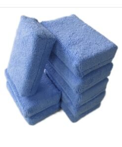 8 Pack Microfiber Sponge Mats for Car Wash & Wax - Durable Cleaning Pads in Blue for Superior Shine & Conditioning