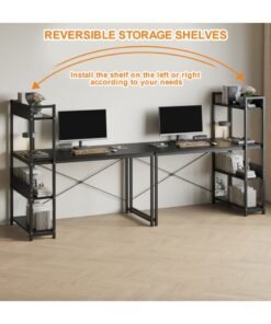 Alternative view of ALIVINGHOME Computer Table with 4 Tier Shelves for Home Office,Study, or Gaming，Modern Simple Style Writing Desk Table，Ergonomic 110 L x 50cm W x 72cm H/120 L x 50cm W x 72cm H, Black
