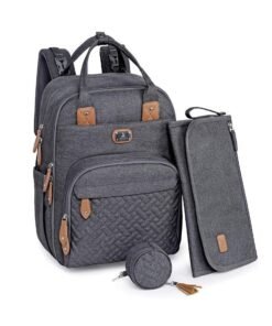 RUVALINO Changing Bag Backpack, Large Nappy Back Pack Multifunction Baby Bags with Portable Changing Mat, Pacifier Holder, and Stroller Straps, for Mom and Dad