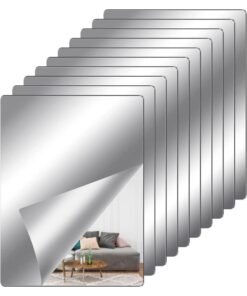 TPGP Pack of 10 Acrylic Mirrors, Mirror Stickers, DIY Wall Mirrors for Sticking, Unbreakable, for Wall Adhesive Mirrors, Full Length Mirrors, Mirror Tiles, Decorative Mirror, Wall Decoration, 10 x