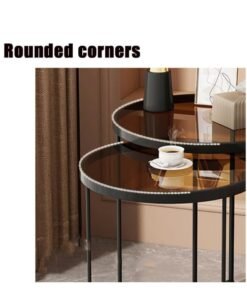 Alternative view of XiuWoo Set of 2 Modern Round Nesting Coffee Tables, Metal Frame and Tempered Glass Top, Elegant Living Room Accent Tables, Space-Saving Side Tables for Living Room or Bedroom