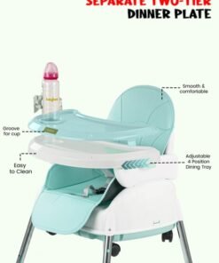 BAYBEE 4 In 1 Nora Convertible High Chair For Kids With Adjustable Height And Footrest Baby Toddler Feeding Booster Seat With Tray Safety Belt Kids High Chair For Baby 6 Months To 4 Years Green - Image 4