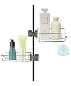 SKY-TOUCH 2PCS Sink Caddy Sponge Holder, Single Layer Stainless Steel Faucet Storage Rack, Kitchen Organizer for Dishcloth and Cleaning Brush Holder, Shower Caddy Soap Organizer for Bathroom or Kitchen