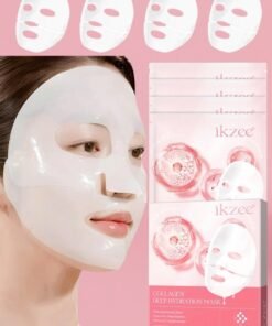 IKZEE Bio Collagen Deep Hydration Mask Nourishing Smooth Real Deep Mask Reduce Wrinkles Facial Pores and Fine Lines Reduce Skin Dryness Deep Hydration Bio Collagen Face Mask 4Pcs