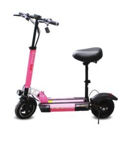 Leaders Pink Stripe Electric Scooter 500W Motor 48V Battery 50Km/H With Chair 10" Tubeless Tires Led Lights Pink