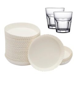 FengSVMA 100pcs Disposable Paper Cup Cover, 3.54 inches Recycled Drinking Lid, White Coffee Cup Cover, Hot Cup Lids for Home Kitchen Cafe Parties Wedding Hotel Bars (Without Hole)