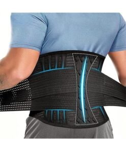 Hojo Lumbar Lower Back Brace, Breathable Waist Lumbar Lower Back Support Belt for Sciatica, Herniated Disc, Scoliosis Back Pain Relief, Heavy lifting, with Dual Adjustable Straps - Large