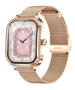 RollsTimi  Women's Smart Watch, Fashion Smartwatch, 1.75-inch High-Definition Curved Screen, Diamond Dial, Bluetooth Call (Answer/Make), AI Voice Assistant, Female Health Detection, Ladies Luxury Business Watch, MK88 Mesh Gold
