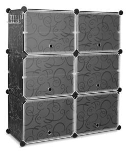 6 Cubes Black Flower Diy Storage Cabinet