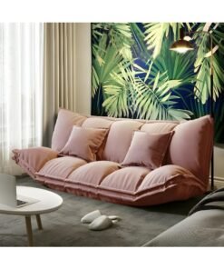 Comfynest Modern Tight Back Convertible Sleeper Sofa Fabric Armless Solid Color Sofa 200.66 X 104.14 X 50.8 Cm Pink