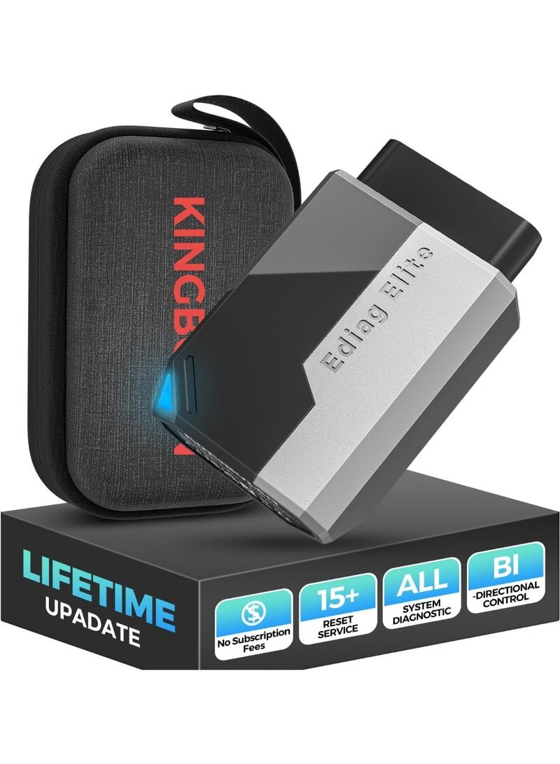 KINGBOLEN Ediag Elite OBD2 Scanner Bluetooth, Bi-Directional Control Scanner All System Diagnostic Tool for iOS & Android, 15+ Hot Reset, CANFD Protocol, FCA AutoAuth, No Subscriptions Lifetime Update