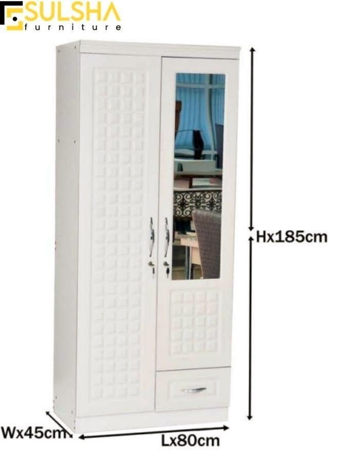SULSHA 2 Door Wooden Wardrobe Cabinet Cupboard Engineered Wood Perfect Modern Stylish Heavy Duty With Mirror