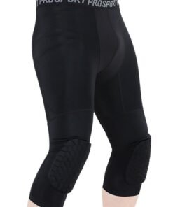 GROIC Basketball Pants with Knee Pads, Knee Pads Compression Pants,Men's Basketball Pants with Knee Pads Capri Padded Compression Tights Leggings Sports Protector Gear