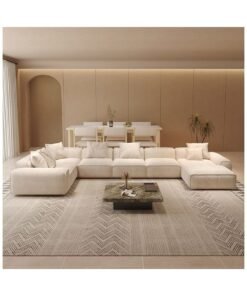 AWD Luxury Modular Cream U-Shaped Sectional Sofa Set - 7 Seater, Plush Cushions, Modern Design Luxurious Living room Sofa, Lounge Sectional Sofa for Living Room