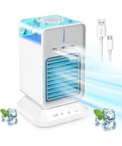 JOGAMS Portable Air Conditioner Cooling Fan, Rechargeable Air Conditioner, Evaporative Mini Air Conditioner, 3 Win Speeds and 2-4H Timer, Personal Air Cooler with Humidifier for Bedroom Office