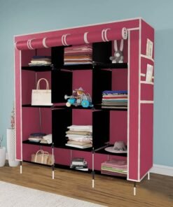 Whitecloud TRANSFORMING HOMES 12 Shelves Collapsible Foldable Wardrobe Storage Organizer Shelves for Clothes Racks Fabric Almirah Maroon 88350