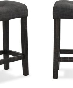 Roundhill Furniture Sora Button Tufted Counter Height Saddle Stools, Set of 2, Gray