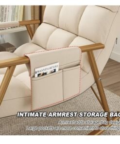 Alternative view of XiuWoo Upholstered High Back Adjustable Rocking Chair Lounge Chair with Padded Rocking Chair with Armrests Storage Bag Modern Lounger Sofa Can Lie or Sleep Lazy Chair for Bedroom Dorm Garden Patio Porch