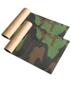 2-PCS Camo Skateboard Grip Tape Sheets, Bubble Free Water-proof Green Camouflage Scooter Grip Tape, Longboard Griptape, Sandpaper for Rollerboard Stairs Pedal Wheelchair Steps