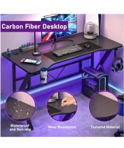 Alternative view of FAMAPY K Shape Gaming Desk  Computer Desk Writing Desk with Headphone Hook⋓ Holder for Home Office, Black