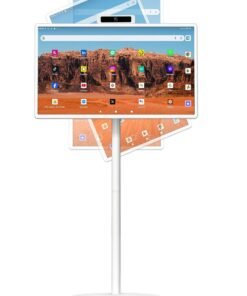 VLH 32 Inch Portable Smart TV, 1080P Touchscreen Android 15 Monitor on Wheels, 5MP Camera, 4-6H Battery, 8+128GB Storage, Voice/Airmouse Remote Control, Rotatable Display for Home/Office/Outdoor