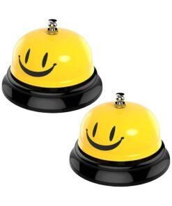 Service Call Bell, 2 Packs Yellow Counter Bell with Environmental Protection Paint Anti-rust Coating, Front Desk Bell for Schools, Dinner, Hotel, Reception Areas, Service Bell Dinner Desk Bell