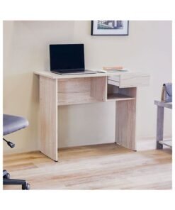 DANUBE HOME Maura Computer Table Office Desk Workstation Modern PC Laptop Gaming Table Wooden Study Table For Home Office L 90 x W 45 x H 75 cm White Oak