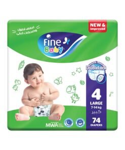 Fine Baby Diapers Size 4 (7-14Kg) Large, 74 Count With The New Double Lock Leak Barriers