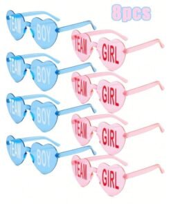 Gender Reveal Party Decoration – Glasses Set A fun party accessory set consisting of 4 pink "Team Girl" glasses and 4 blue "Team Boy" glasses – perfect for gender reveal celebrations.