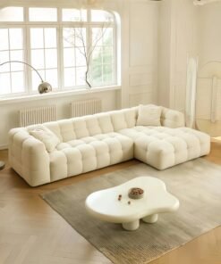 AAF FURNITURE Light Luxury Style Furniture L shape Sofa Set Beige Without Pillow