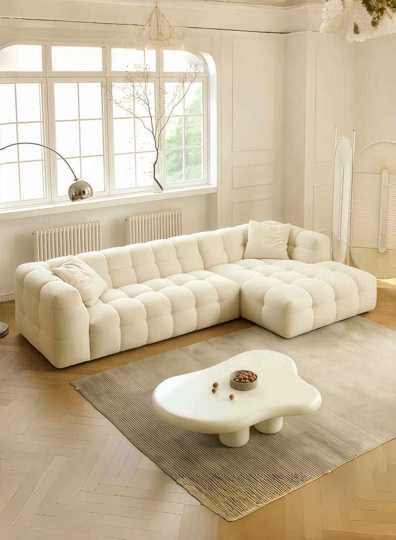 AAF FURNITURE Light Luxury Style Furniture L shape Sofa Set Beige Without Pillow