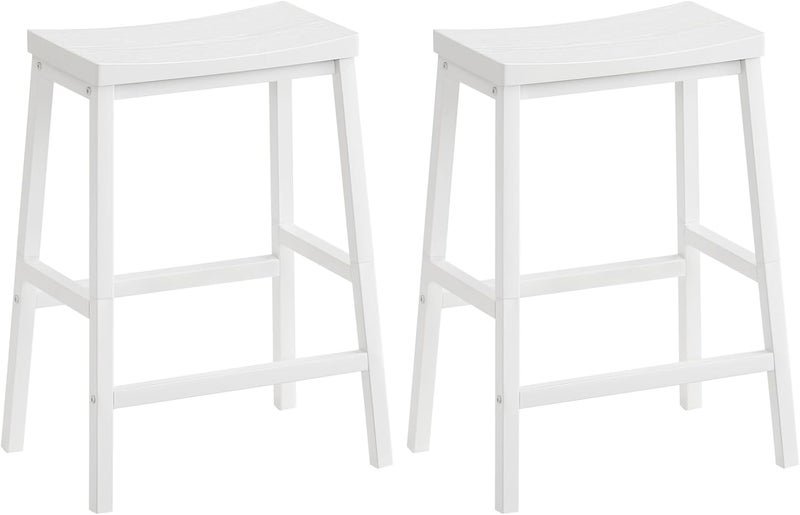 HOOBRO Bar Stools, Set of 2 Bar Chairs, 23.6 Inch Saddle Stools, Kitchen Counter Seat with Footrests, Industrial Barstools for Dining Room, Kitchen, Counter, Bar, White WW02MD01