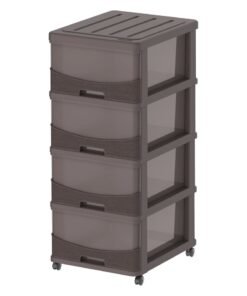 Cosmoplast 4 Tiers Cedargrain Storage Cabinet With Drawers & Wheels