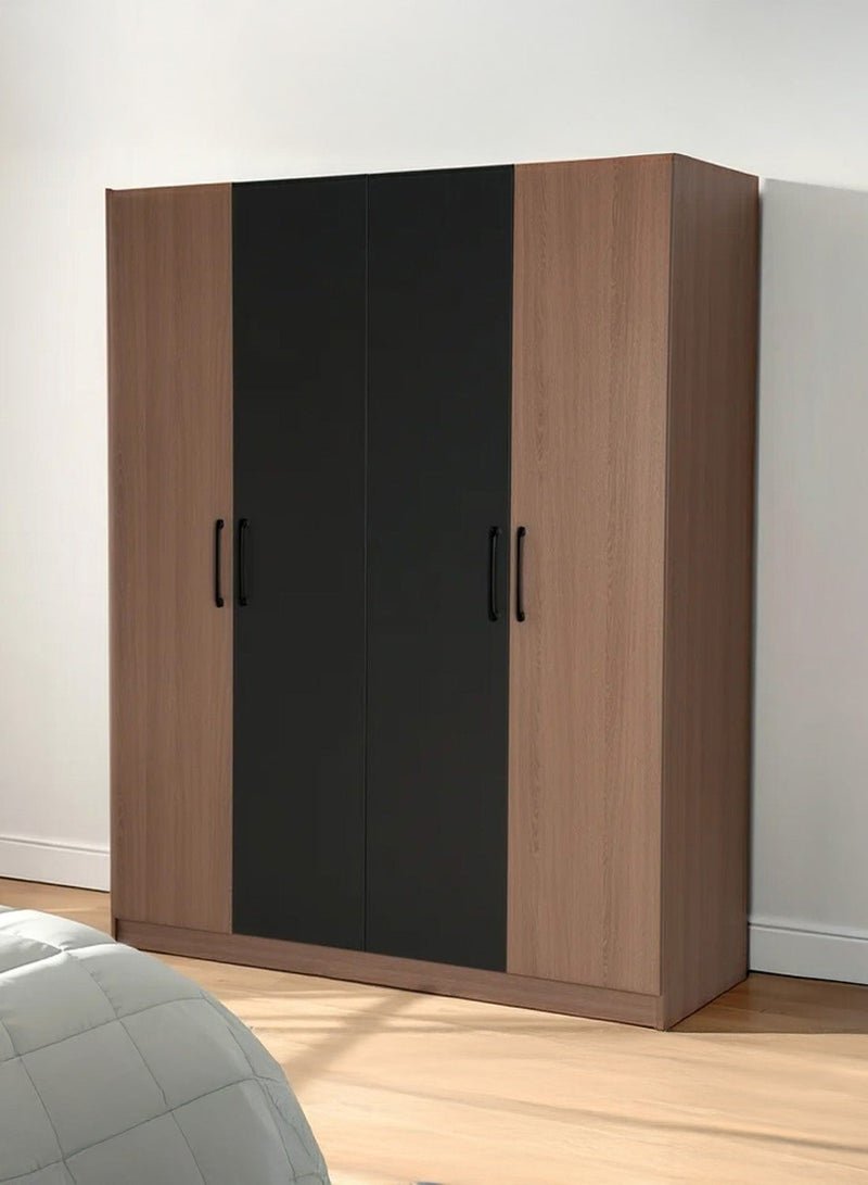 ROYALOAK Dexter 4-Door Wardrobe with Shelves & Drawer – Elegant Melamine Finish, Modern MDF Construction, Durable, Freestanding Design for Bedroom Storage